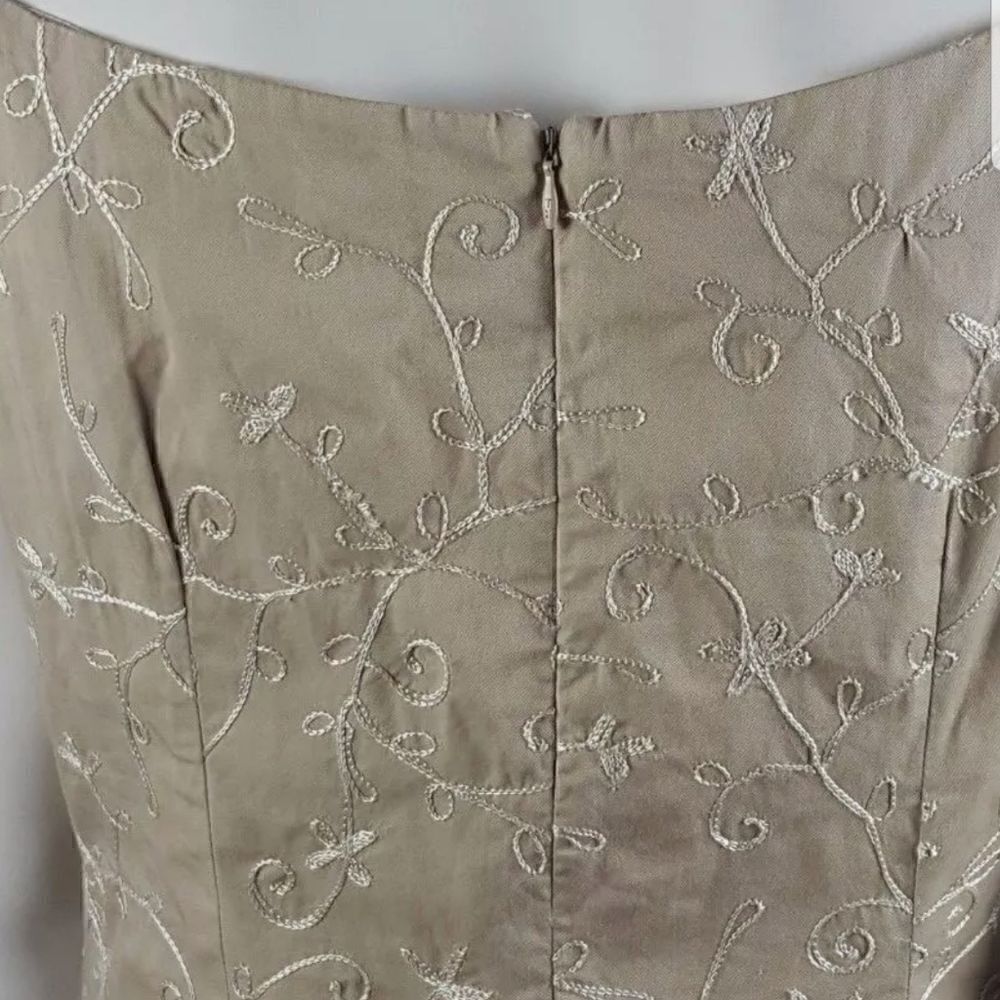 Tommy Hilfiger Womens Size 8 Tan Floral Embroidered Spaghetti Strap Shift Dress - Picture 10 of 11